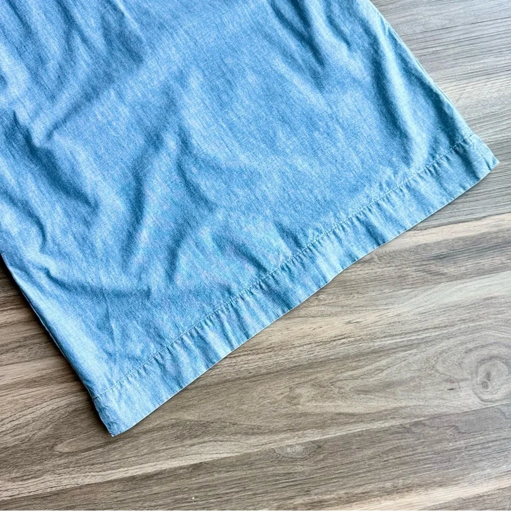J.Crew Edie Chambray Ruffle Shift Cotton Yoke Dress –With Pockets -‎  Size 4